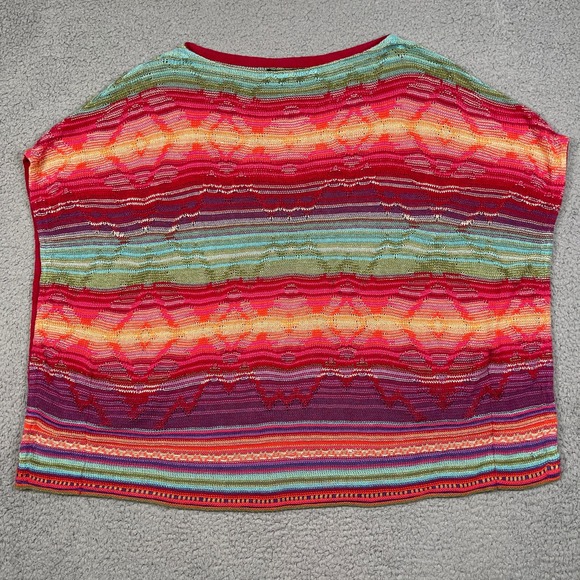 LRL Lauren Ralph Lauren Southwestern Poncho Sweater Womens L Multicolor Linen - Picture 2 of 9